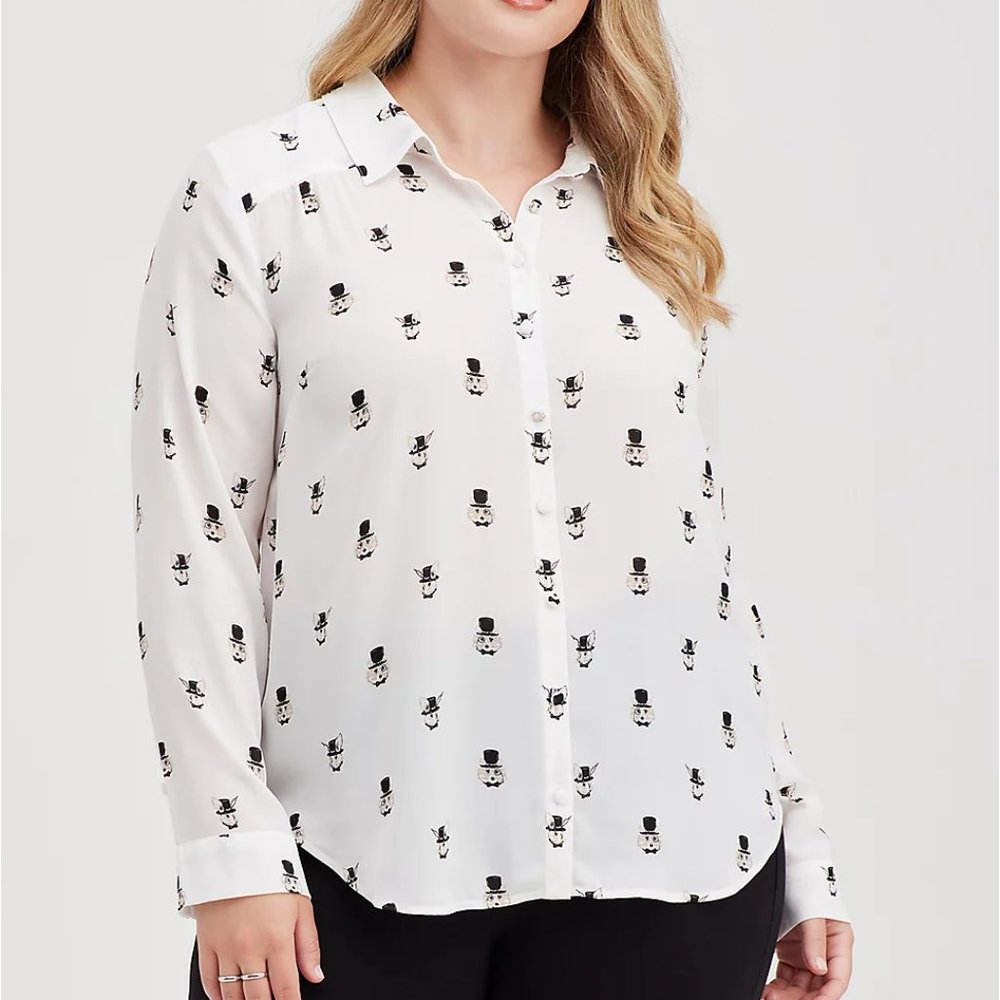NWT TORRID BLOUSE WITH BUNNY HAT RABBIT PRINT IVORY 2 2X